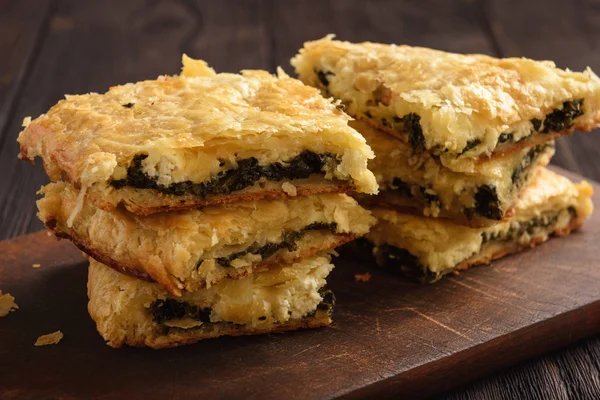 Hausgemachte Herzhafte Pastete Mit Spinat Und Feta — Stockfoto