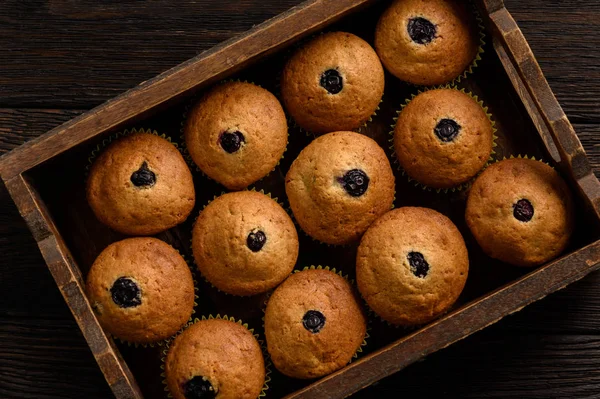 Muffin Grano Saraceno Fatti Casa Con Mirtilli — Foto Stock