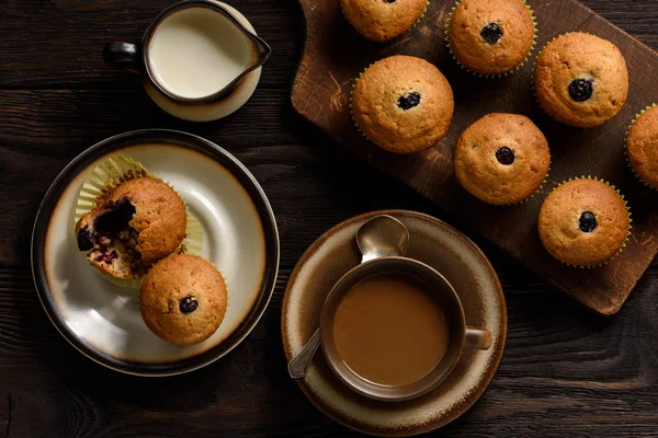 Muffin Grano Saraceno Fatti Casa Con Mirtilli — Foto Stock