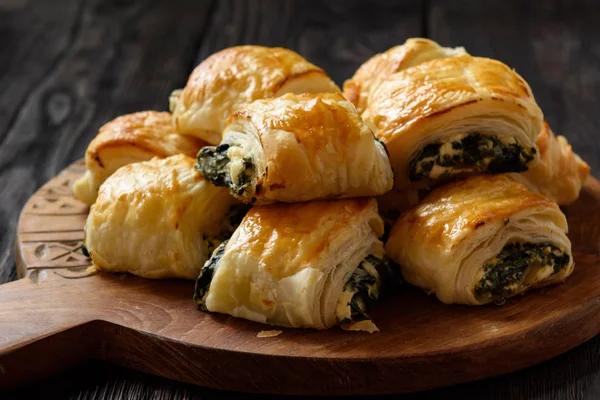 Puff Pastry Rolls Spinach Ricotta — Stock Photo, Image