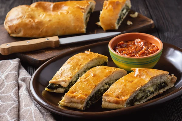 Spinat Und Käse Stromboli Italienische Küche — Stockfoto