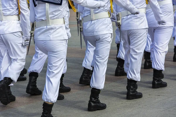 Cerâmica Militar Soldados Marcham Formação — Fotografia de Stock