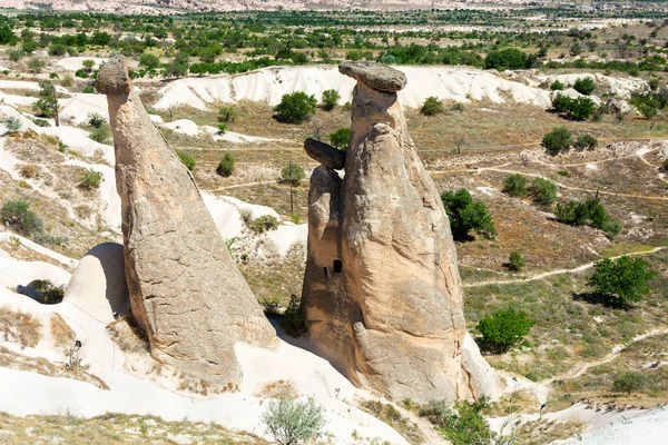 Drie Schoorstenen Urgup Cappadocië Turkije Stockfoto