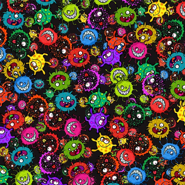 Cute Colorful Doodle Germ Background Surface Pattern — Stock Photo, Image