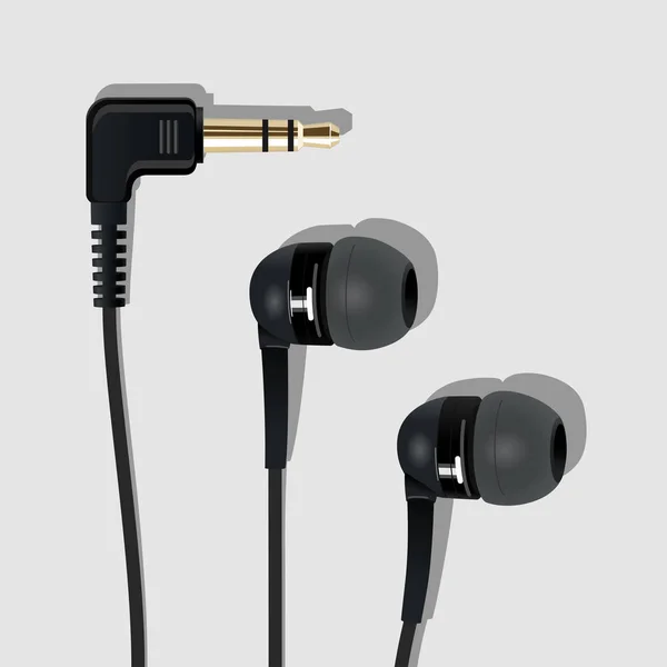 Auriculares y enchufe, negro l — Vector de stock