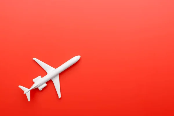 Shot Tiny Toy Airplane White Color Lying Left Side Bright — Stock Photo, Image