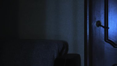 Cadılar Bayramı konsepti Kanepenin arkasından bir kapı açılıyor ve bir canavar eli çıkıyor..