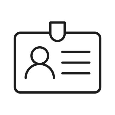 Kimlik kartı simgesi. Kişisel belgenin düz vektör görüntüsü. Siyah arkaplanda profil sembolüne eriş.