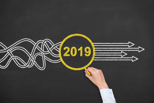 Solution Concepts New Year 2019 on Chalkboard