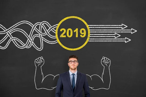 Solution Concepts New Year 2019 on Chalkboard