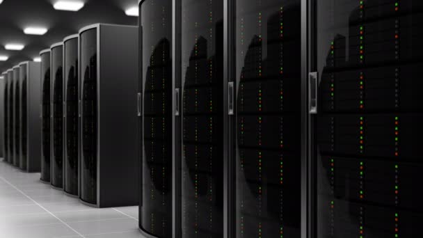 Serverruimte in cloud datacenter, naadloze loops — Stockvideo