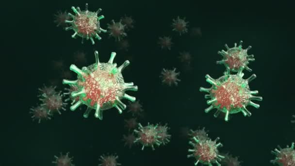 Groene cellen van het virus in een vloeistof omgeving — Stockvideo