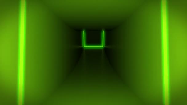 Voando através de quadrados de néon de túnel de cubo colorido — Vídeo de Stock