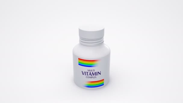 Eczane şişesinden vitamin hapları patlaması — Stok video