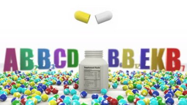 Vitaminli granüller kapsül hapından düşer.