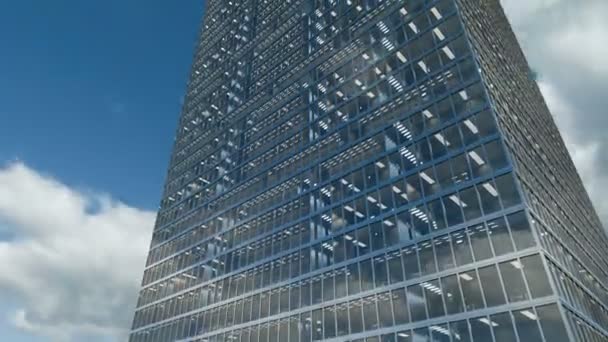 Wolkenkrabber gebouw tegen de wolkenkrabber timelapse met blauwe hemel naadloze lus — Stockvideo