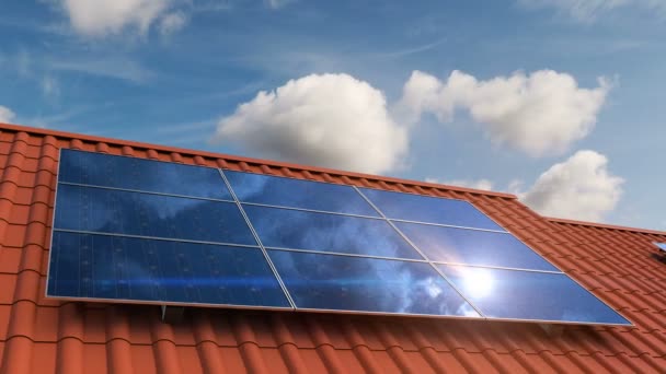 Εγκατάσταση ηλιακών συλλεκτών στην οροφή του σπιτιού μπορεί να παρέχει δωρεάν ηλεκτρική ενέργεια — Αρχείο Βίντεο