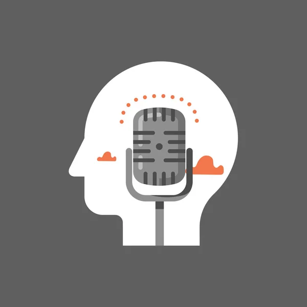 Muziek opname studio, podcast concept, uitzending radioshow, comedy club microfoon — Stockvector