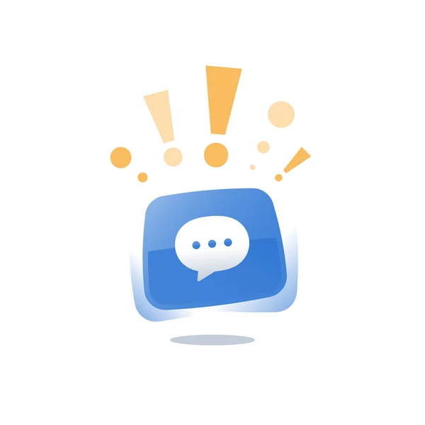 Речевой мыльный пузырь синяя кнопка, онлайн чат текстовое сообщение, мобильное приложение связи, интернет-звонок, консультационные услуги — стоковый вектор