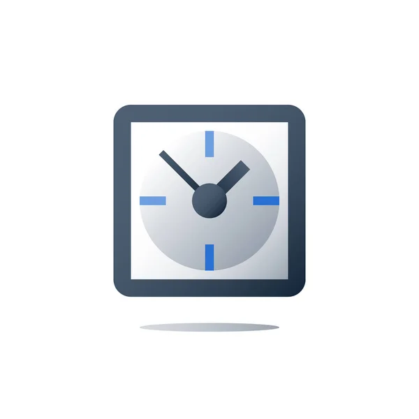 Concepto de tiempo, reloj cuadrado, servicios rápidos, período de tiempo, icono de vector — Archivo Imágenes Vectoriales