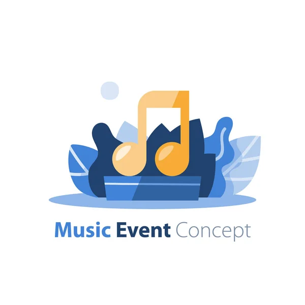 Zenei fesztivál, szabadtéri koncert, szórakoztató műsorok, ünnepi rendezvény megállapodásban — Stock Vector