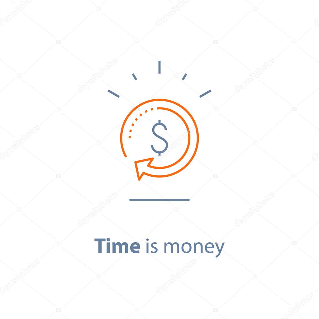 Currency exchange, cash back, quick loan, mortgage refinance, refund, insurance concept, fund management, business solution, finance service, return on investment, stock market, vector line icon