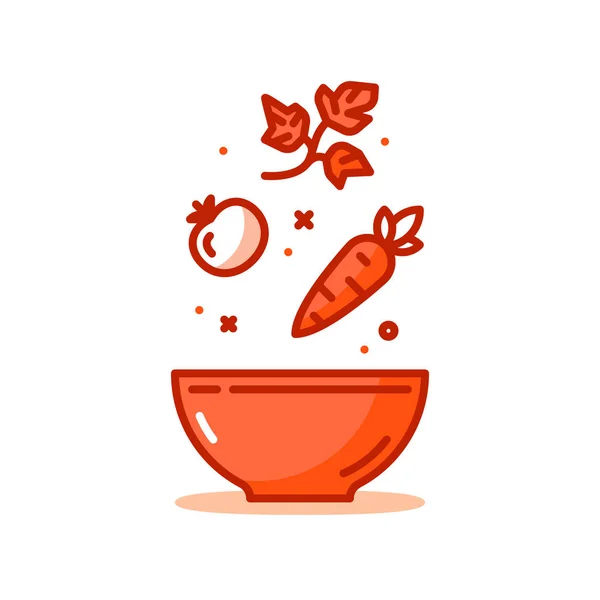 Recette de salade, légumes frais, saine alimentation, icône vectorielle — Image vectorielle