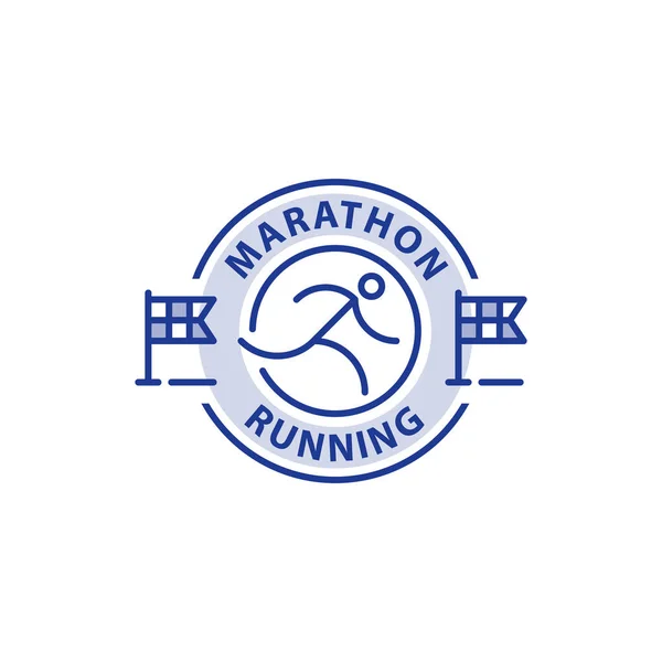 Marathon-evenement, met logo, sport challenge, vector lijn pictogram — Stockvector