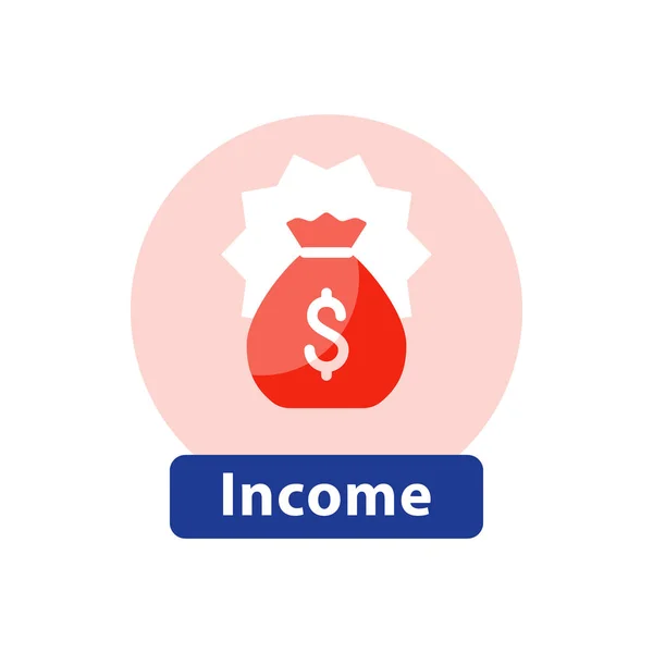 Concepto de ingresos, negocios y finanzas, fondo de premios, dinero de recompensa, icono de recaudación de fondos — Vector de stock