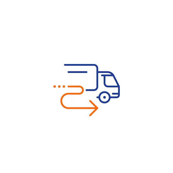 Delivery truck icon, order shipping, distribution services, relocation concept — Stock Vector