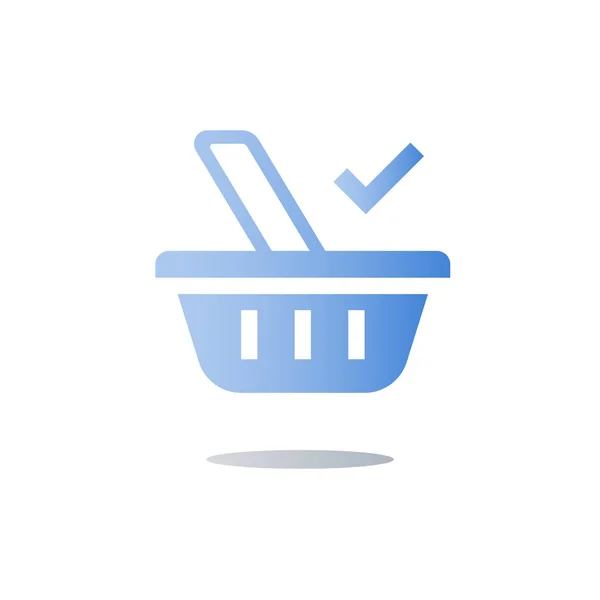 Símbolo da cesta de alimentos, compras de supermercado, conceito de e-commerce, ícone plano —  Vetores de Stock