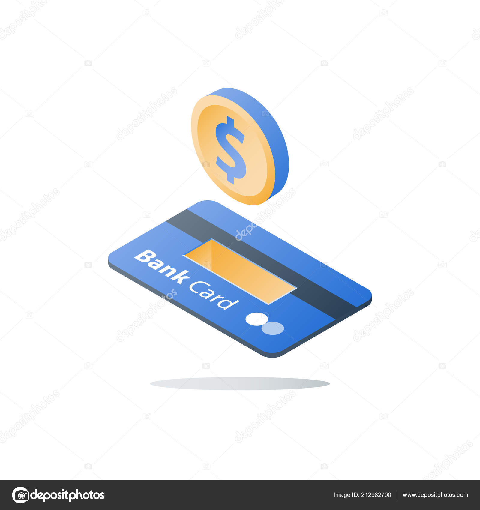 Isometric Dollar Coin And Credit Card Payment Method Bank - 