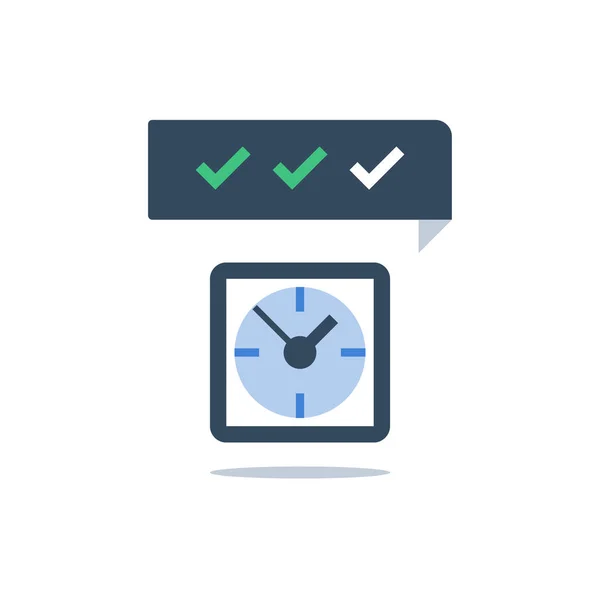 Services de temps rapide, cadran d'horloge, période limitée, marque de tic-tac, icône plate — Image vectorielle