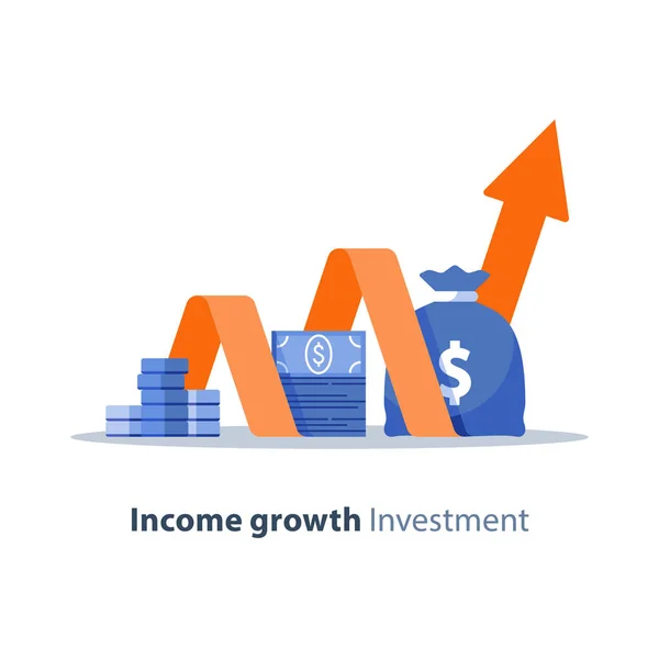 Investissement financier, fonds de pension, services bancaires, plan budgétaire, rapport financier, croissance des revenus, épargne-retraite — Image vectorielle