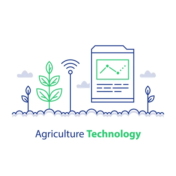 Inteligentne rolnictwo, technologia rolnictwa, łodygi rośliny i raport wykresu, innowacji koncepcja, rozwiązanie automatyzacji, kontroli wzrostu — Wektor stockowy