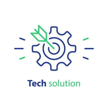 Hedef ok ve dişli, teknoloji çözüm, başarılı bir strateji