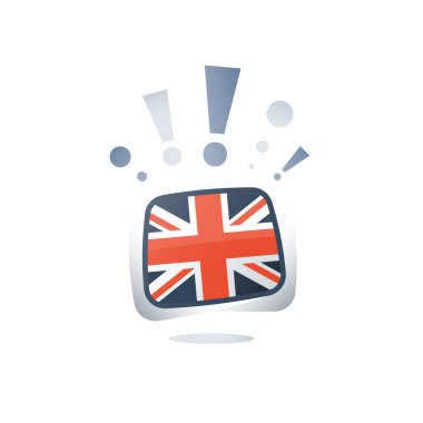 İngiliz bayrağı, İngilizce, dil öğrenme, online ders, vektör düz simgesi