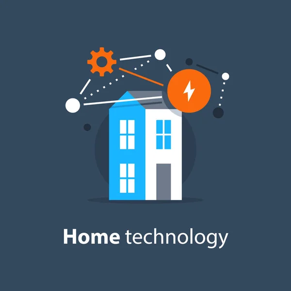 Haussteuerung, Smart Home, innovative Technologie, Verbesserungs- und Sicherheitskonzept — Stockvektor