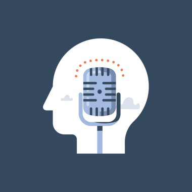 Kayıt stüdyosu, podcast kavramı, yayın radyo programında, müzik komedi kulübü mikrofon