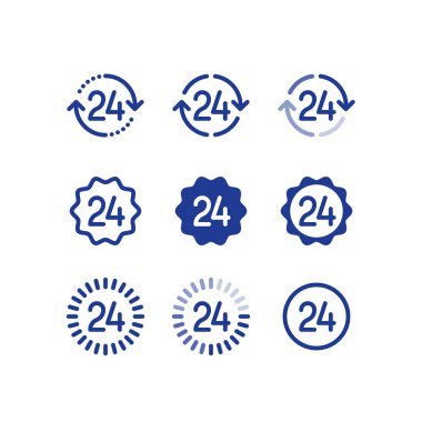 24 Saat Açık saat, servis dönemi, müşteri destek, satırı simgesi