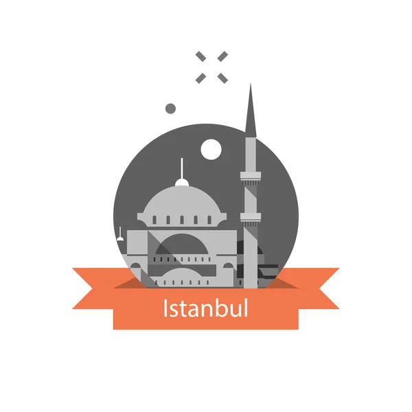 Istanbul simbolo, Moschea Sultan Ahmed o Moschea Blu, famoso punto di riferimento, Turchia destinazione turistica, cultura e architettura — Vettoriale Stock