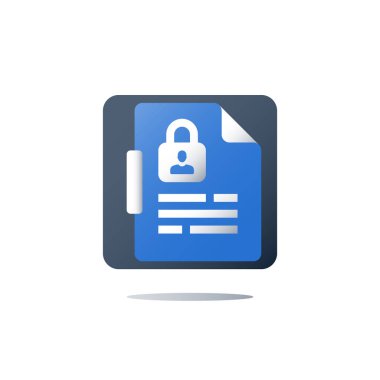 Privacy policy, personal data security, GDPR concept, vector icon clipart