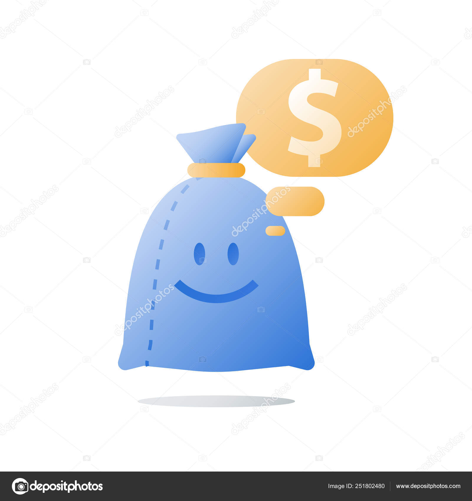 Easy Loan Money Bag With Smile Financial Satisfaction - 