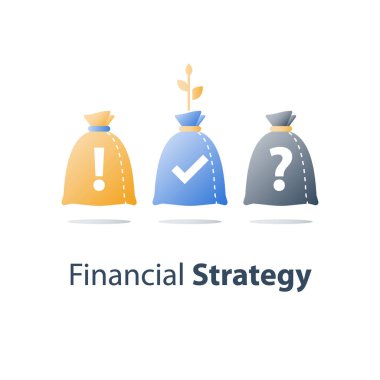 Hayır, yatırım portföyü, sermaye tahsis seçeneğini seçin, yatırım fonu, soru işareti ve para çantası