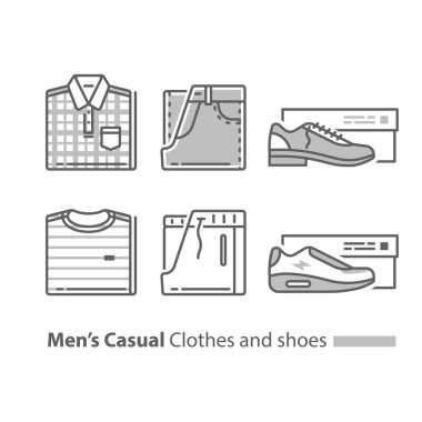 Casual giyim, katlanmış ekose desenli gömlek ve kot pantolon, tişört ve parça dipleri, düşük Ayakkabı ve spor ayakkabı