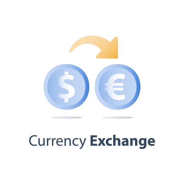 Dollar et euro pièce, change de devises, concept de finance — Image vectorielle