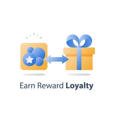 Bonus jetonları toplamak, puan kazanmak, sadakat programı, ödül hediye, mevcut kutu, ödül, perks kavramı kurtarmak