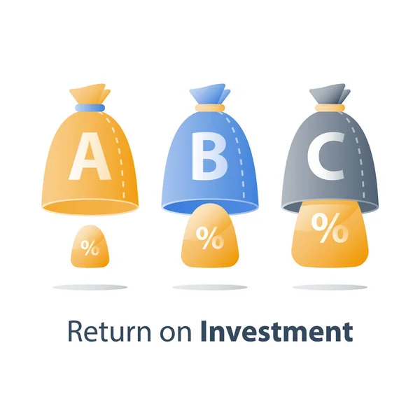 Inkomstökning, investerar fonden, ökade intäkter, avkastning på investeringar, långsiktig kapitalförvaltning, mer pengar, hög ränta — Stock vektor