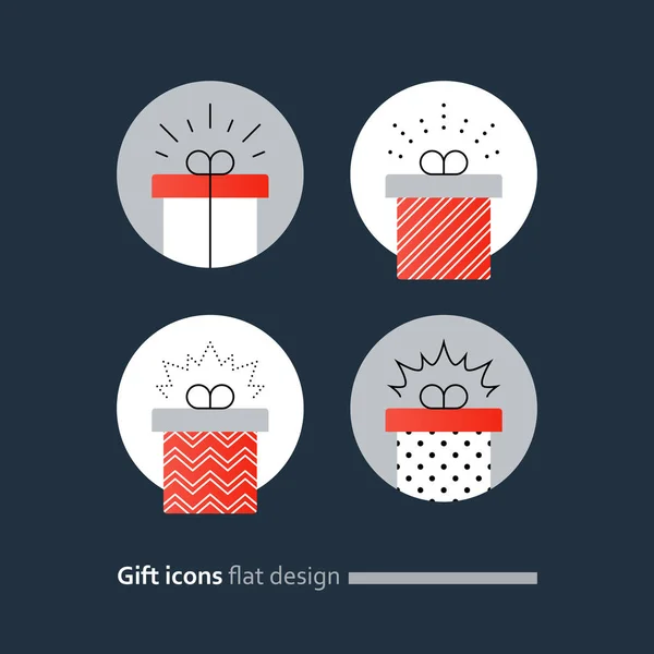 Gefeliciteerd gift box, perfecte heden, pictogram van de toekenning van de prijs — Stockvector