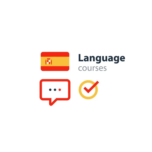 Espanhol como segunda língua. Fluente, cursos de línguas estrangeiras — Vetor de Stock